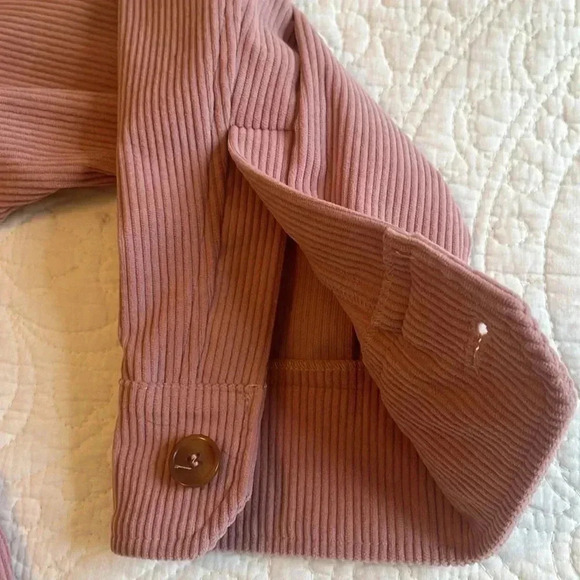 Avec Les Filles Corduroy Relaxed Fit Shacket Shirt Crop Jacket Womens Large Pink - Picture 14 of 17